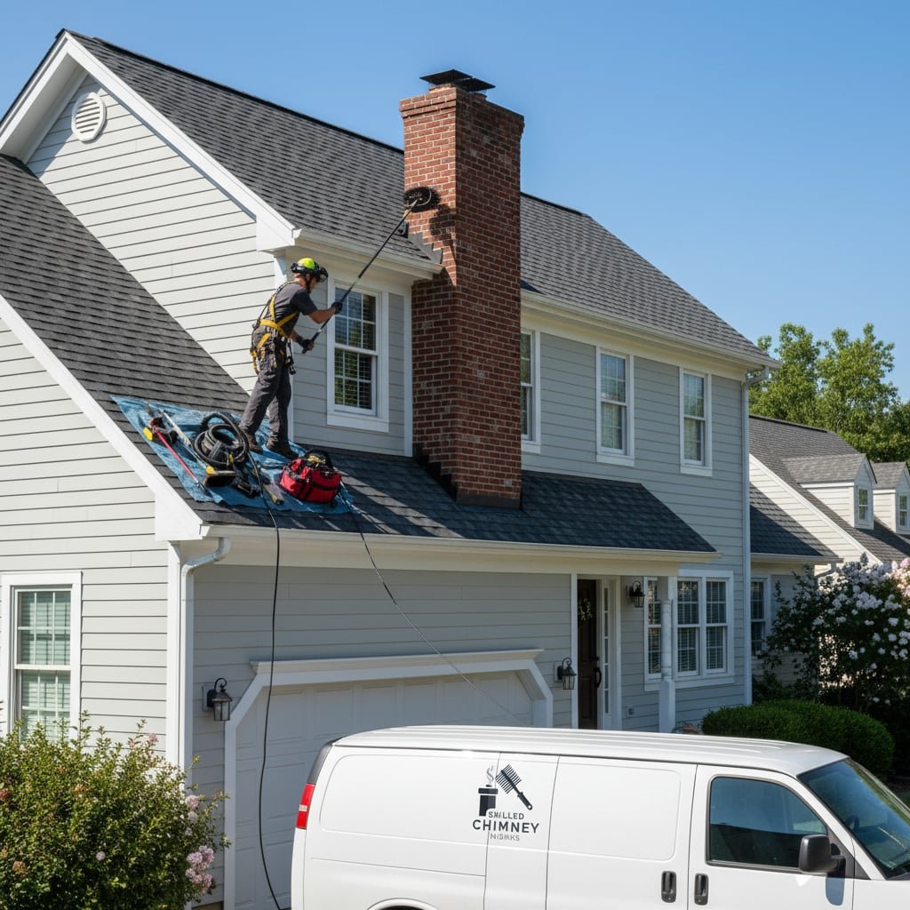 Skilled Chimney Works team working on chimney